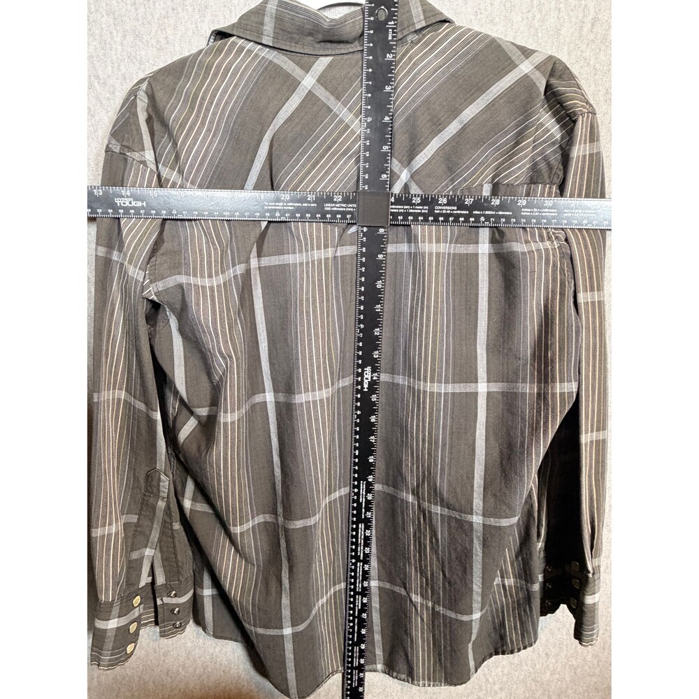 Western Plains Trading Co. Men's Large Gray Plaid Western Snap Button Shirt - Picture 4 of 4